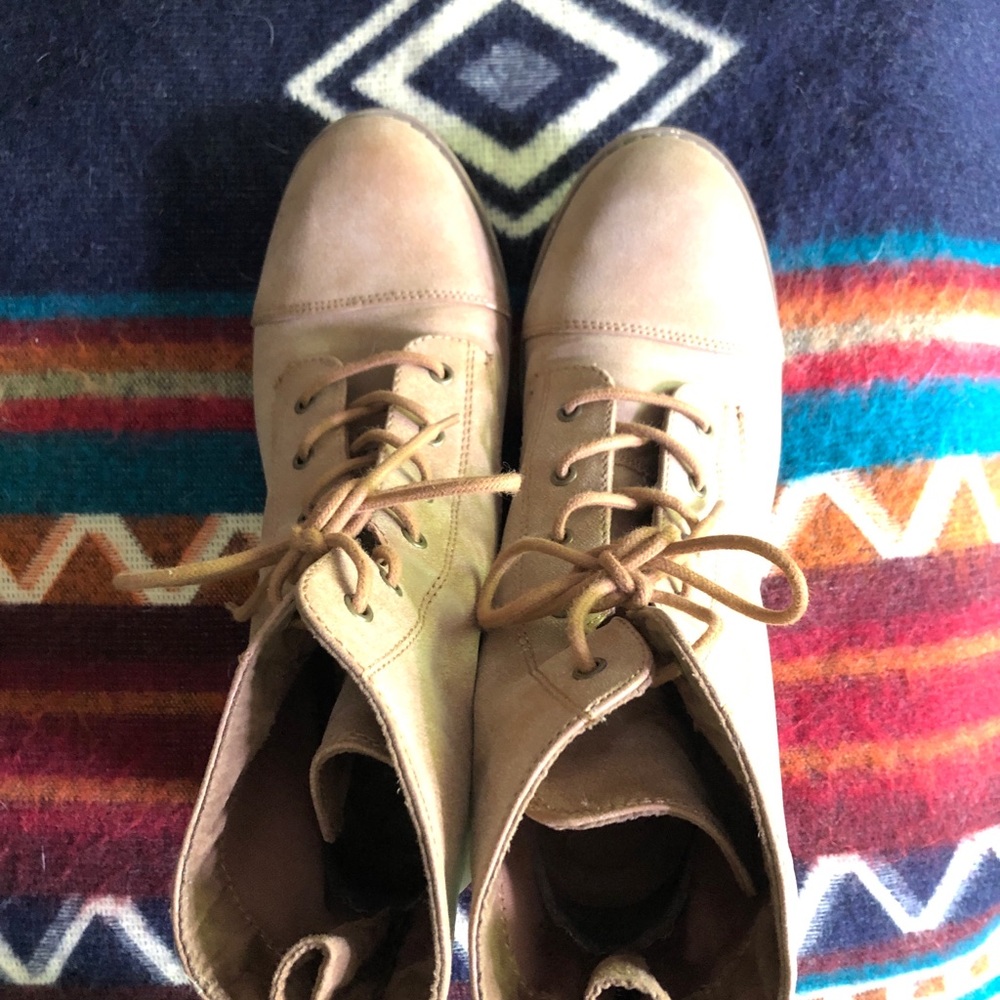 Tan ankle combat boots